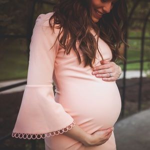 Perfectly Pink Dress w/ 3/4 Length Bell Sleeves